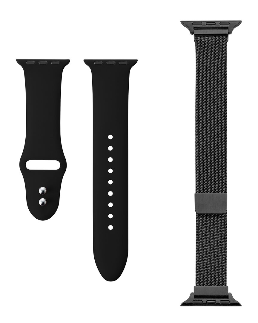 Posh Tech Unisex 2-pack Silicone And Stainless Steel Band Bundle