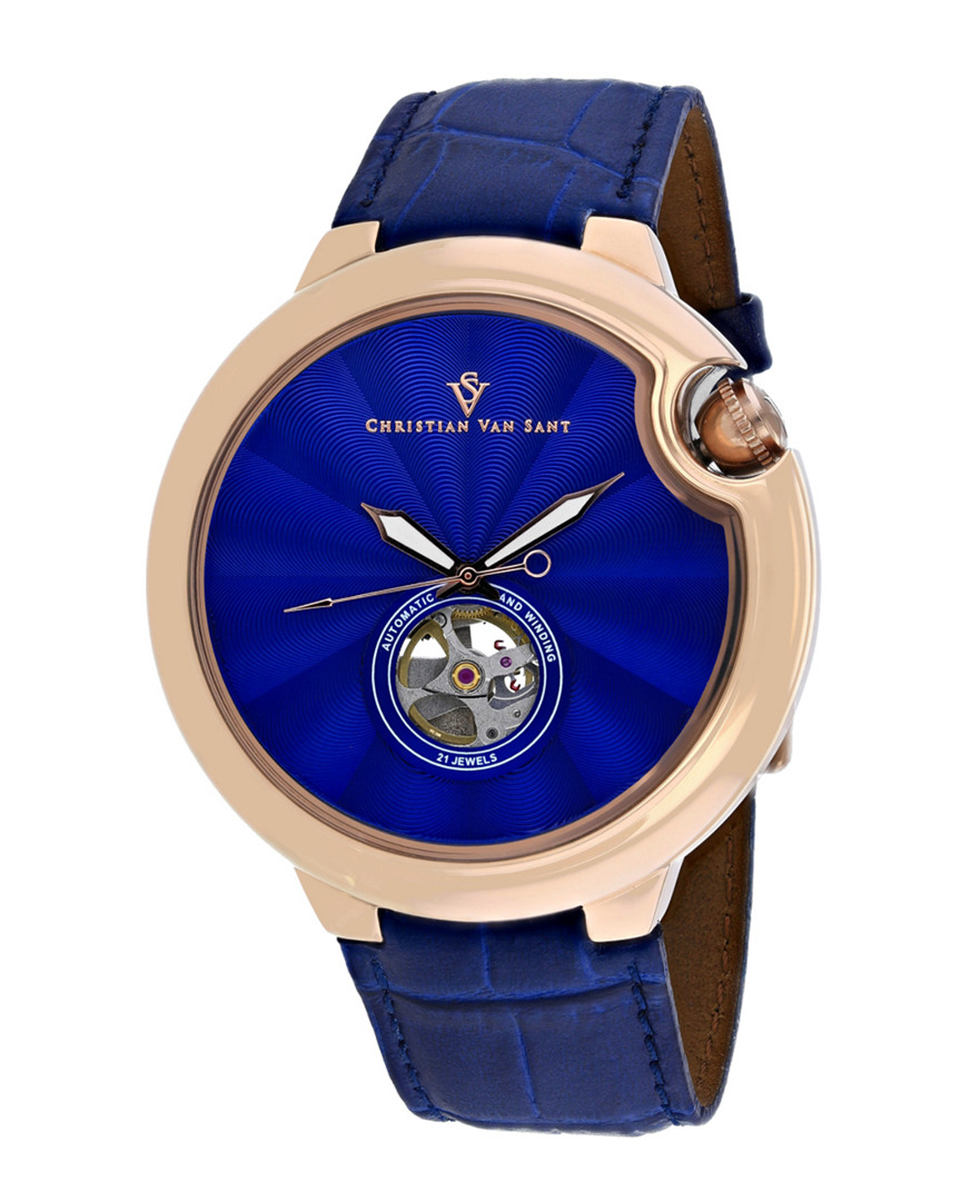 Christian Van Sant Cyclone Automatic Blue Dial Mens Watch Cv0143 In Blue / Gold Tone / Rose / Rose Gold Tone