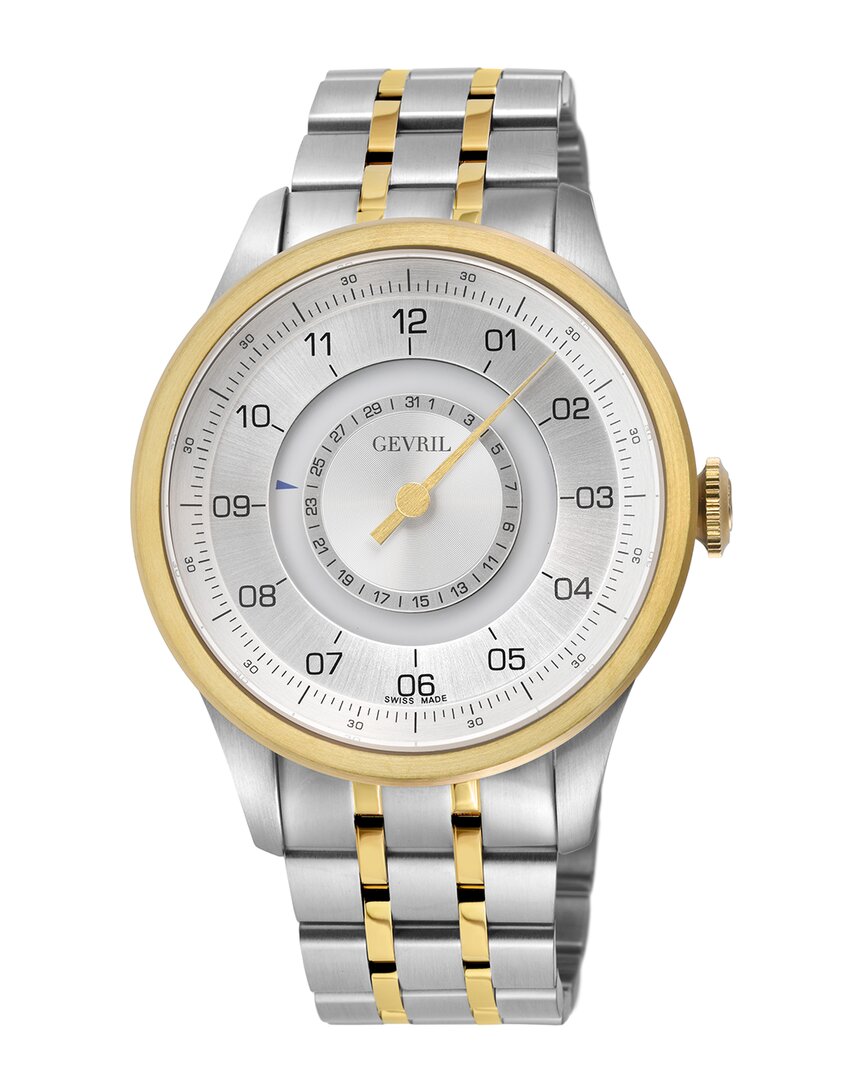 Gevril Jones St Automatic Silver Dial Mens Watch 2106 In Two Tone  / Gold Tone / Silver / Yellow