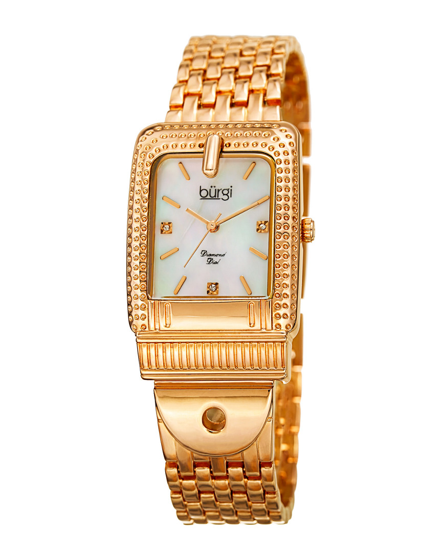 Burgi Women's Diamond Marker Buckle Watch