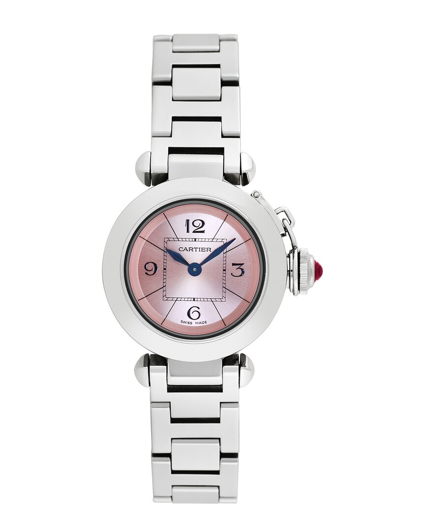 Cartier Miss Pasha Steel Pink Dial Ladies Watch W3140008 In Not Applicable