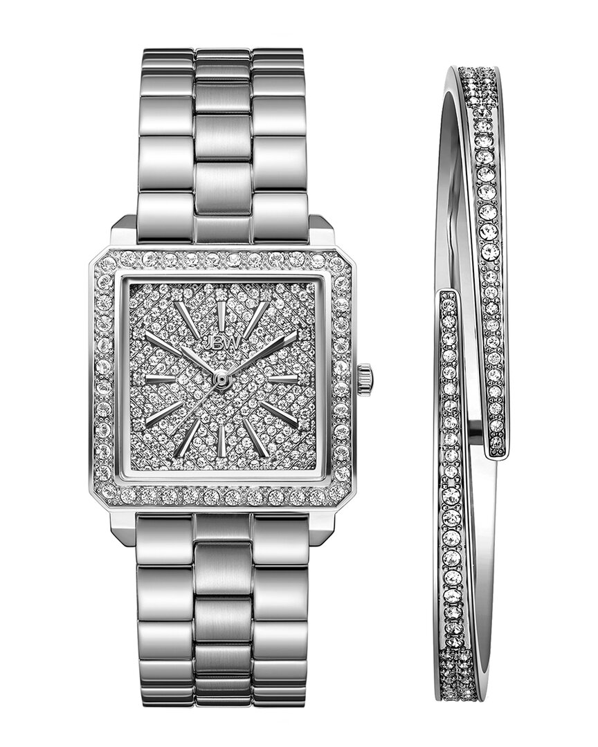 Jbw Cristal Diamond Bracelet Watch & Bangle Set, 28mm