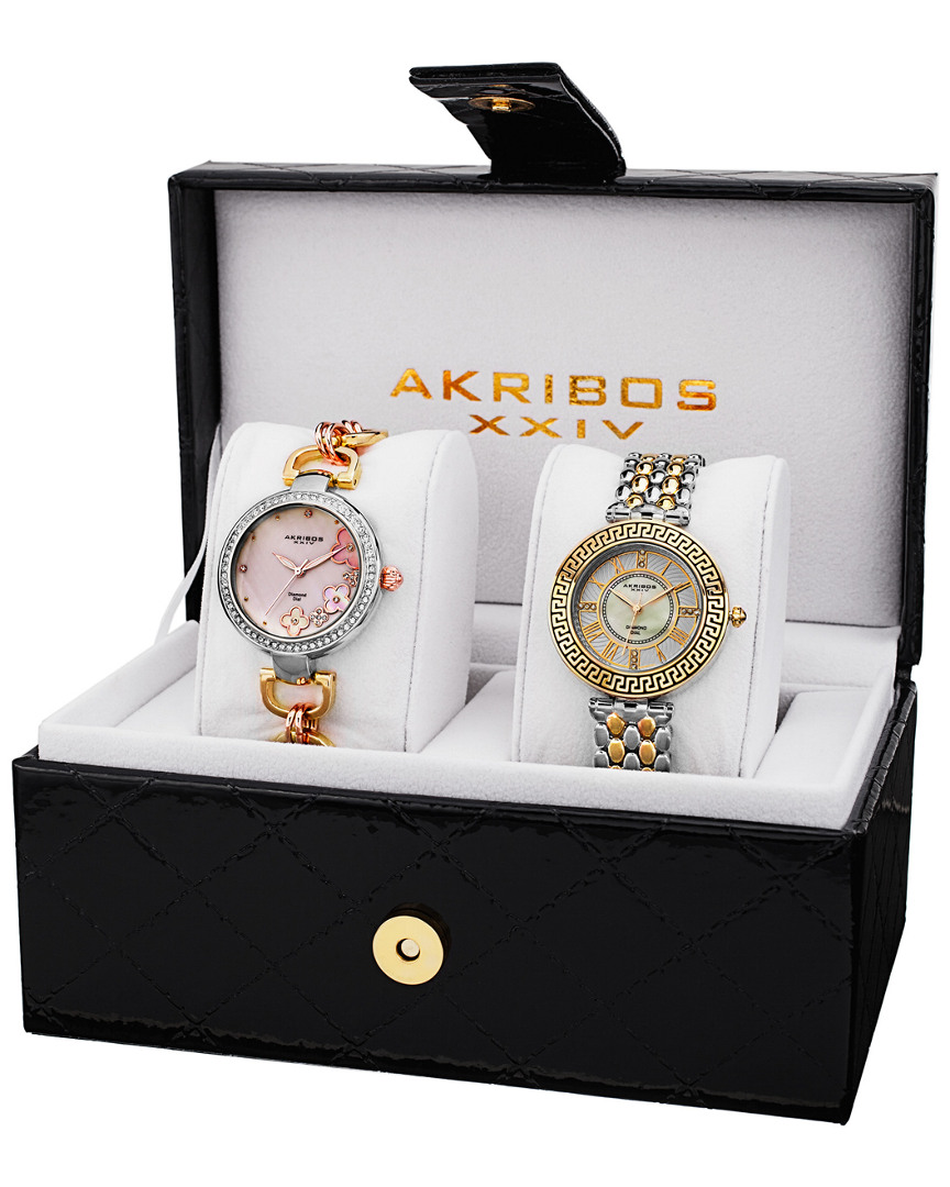 Akribos Xxiv Women's Set Of 2 Diamond Watches