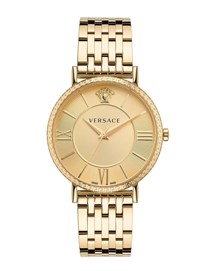 Versace V-eternal Bracelet Watch With Gold Guilloche Dial