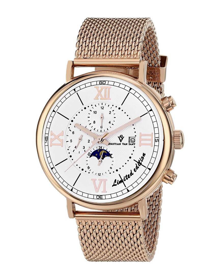 Christian Van Sant Somptueuse Ltd Chronograph Automatic White Dial Men's Watch Cv1153 In Gold Tone / Rose / Rose Gold Tone / White