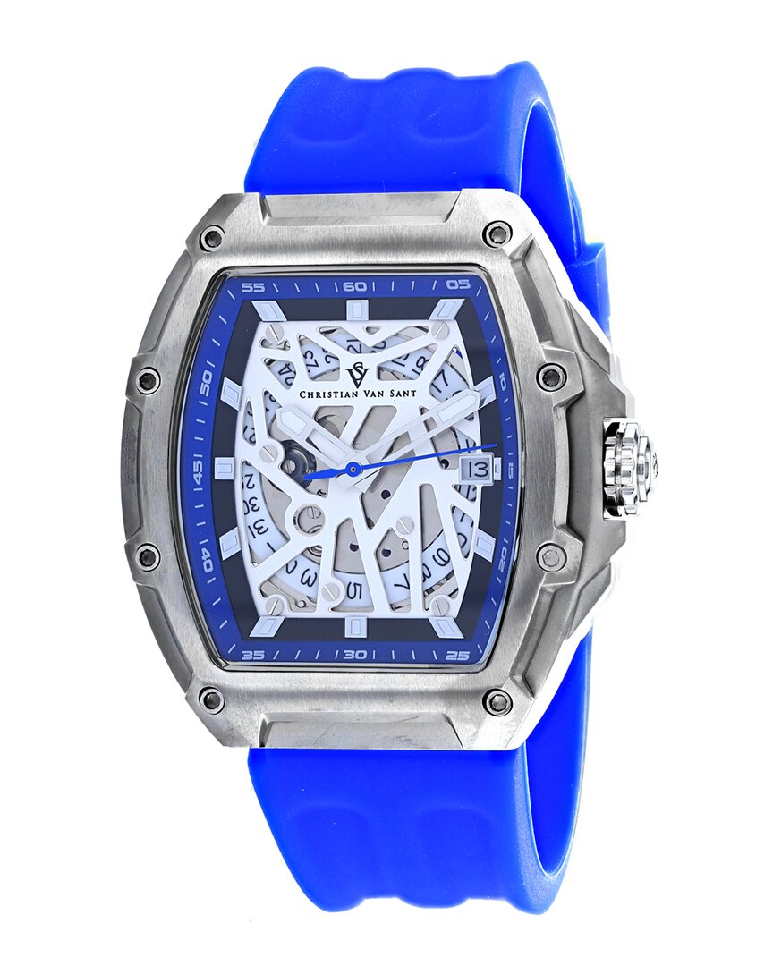 Christian Van Sant Odyssey Automatic White Dial Men's Watch Cv6191 In Blue / White
