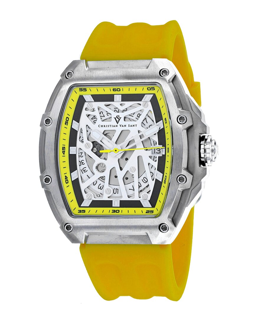 Christian Van Sant Odyssey Automatic White Dial Men's Watch Cv6192 In White / Yellow
