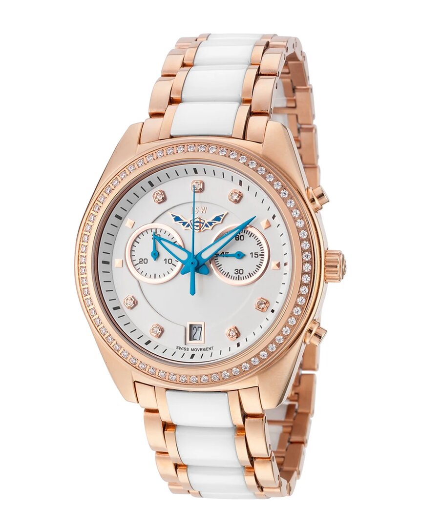 Isw Classic Chronograph Quartz White Dial Ladies Watch -1007-03 In Two Tone  / Blue / Gold Tone / Rose / Rose Gold Tone / White