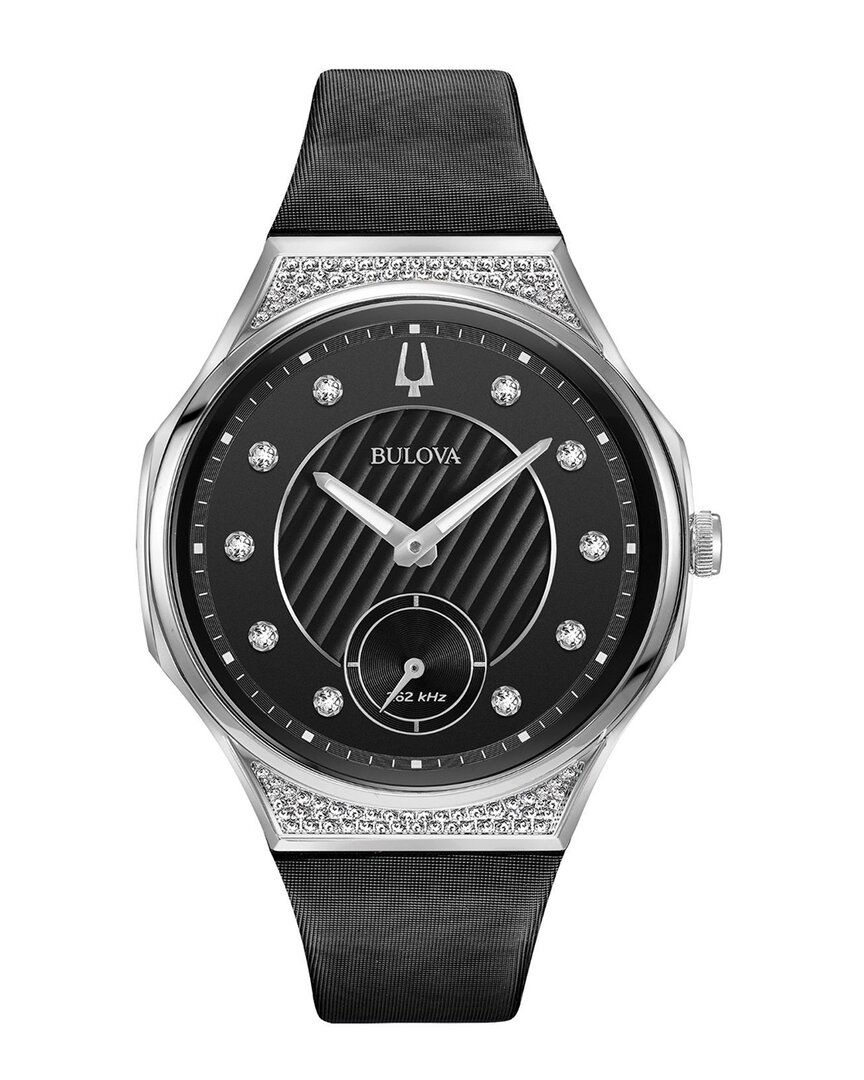 Bulova Women's 40mm Stainless Steel, Diamond & Techno Strap Watch In Black