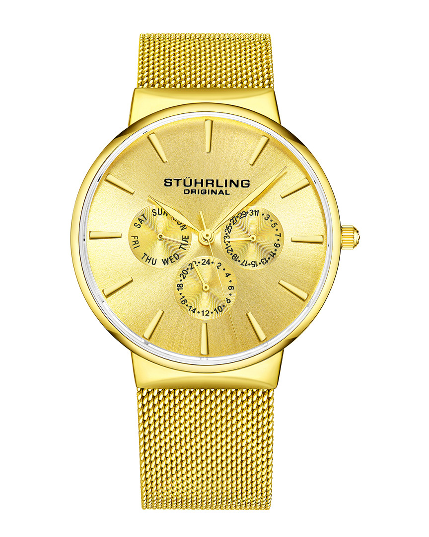 Stuhrling Original Monaco Quartz Gold Dial Men's Watch M16242 In Gold / Gold Tone / Yellow