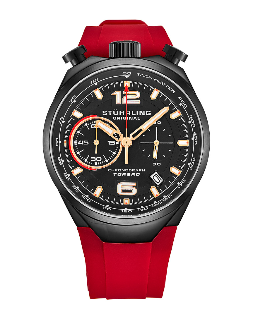 Stuhrling Original Monaco Quartz Black Dial Men's Watch M13533 In Red   / Black / Gold Tone / Rose / Rose Gold Tone