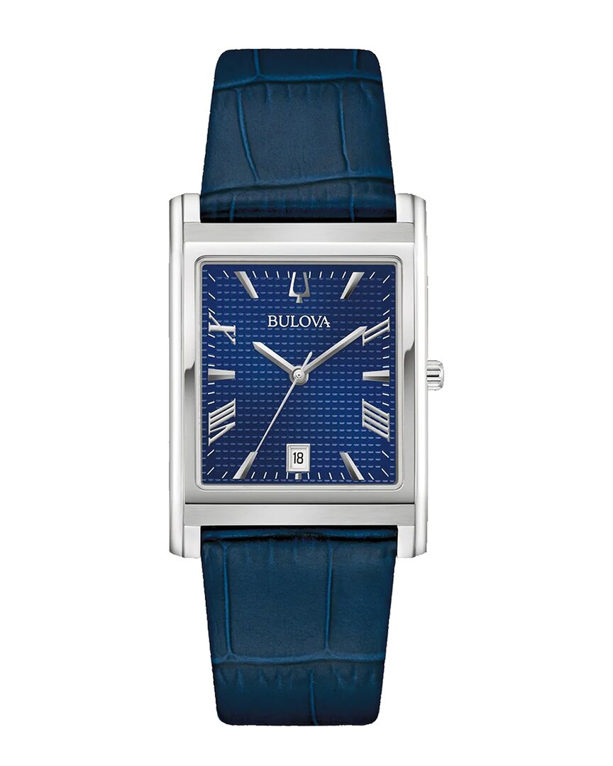 Bulova Men's Sutton Blue Leather Strap Watch 29mm