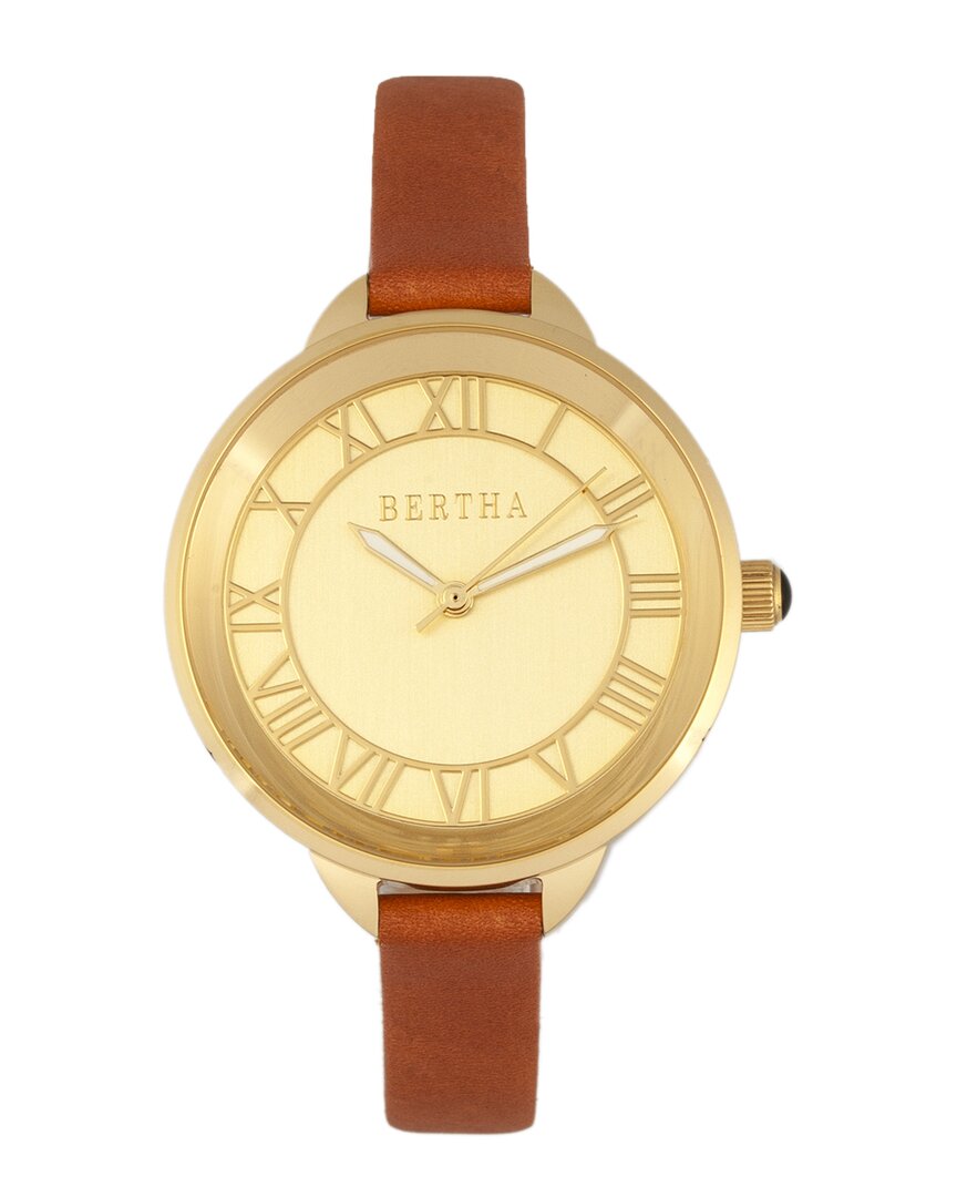 Bertha Quartz Madison Collection Camel And Gold Leather Watch 36mm