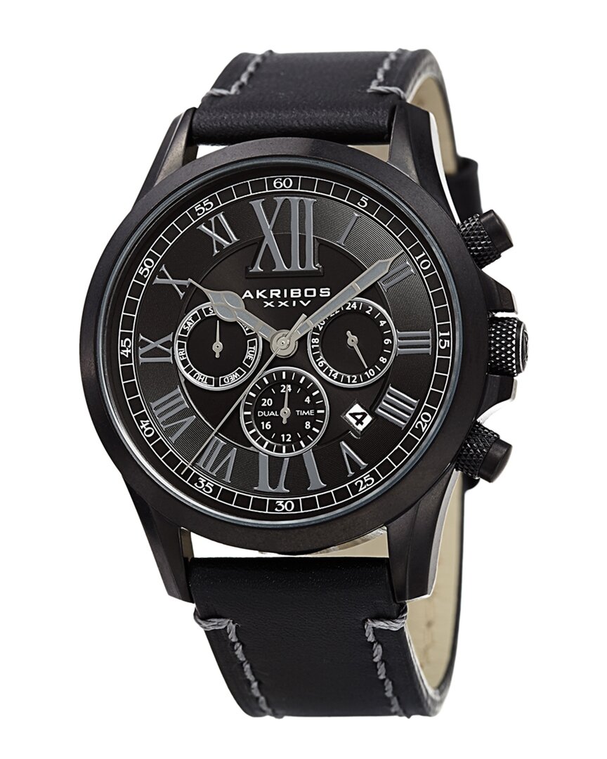 Akribos Xxiv Men's Casual Watch, Circa 2000s In Black