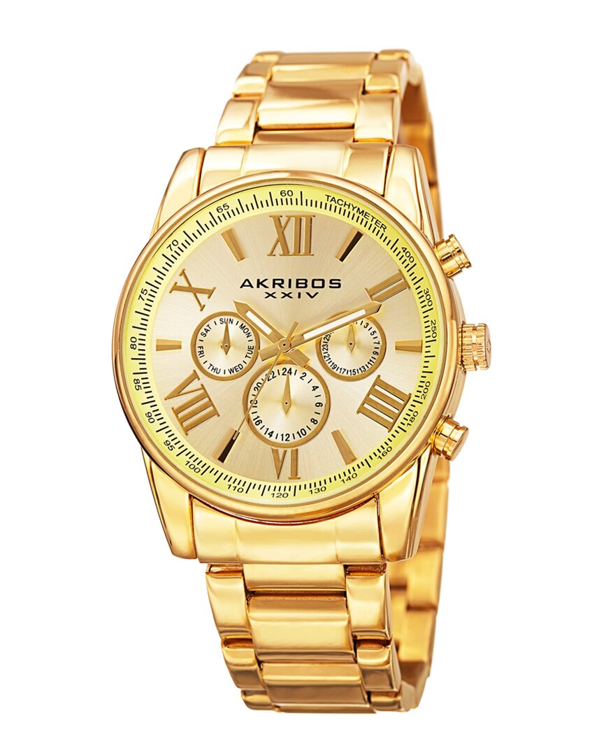 Akribos Xxiv Men's Casual Watch, Circa 2000s In Gold