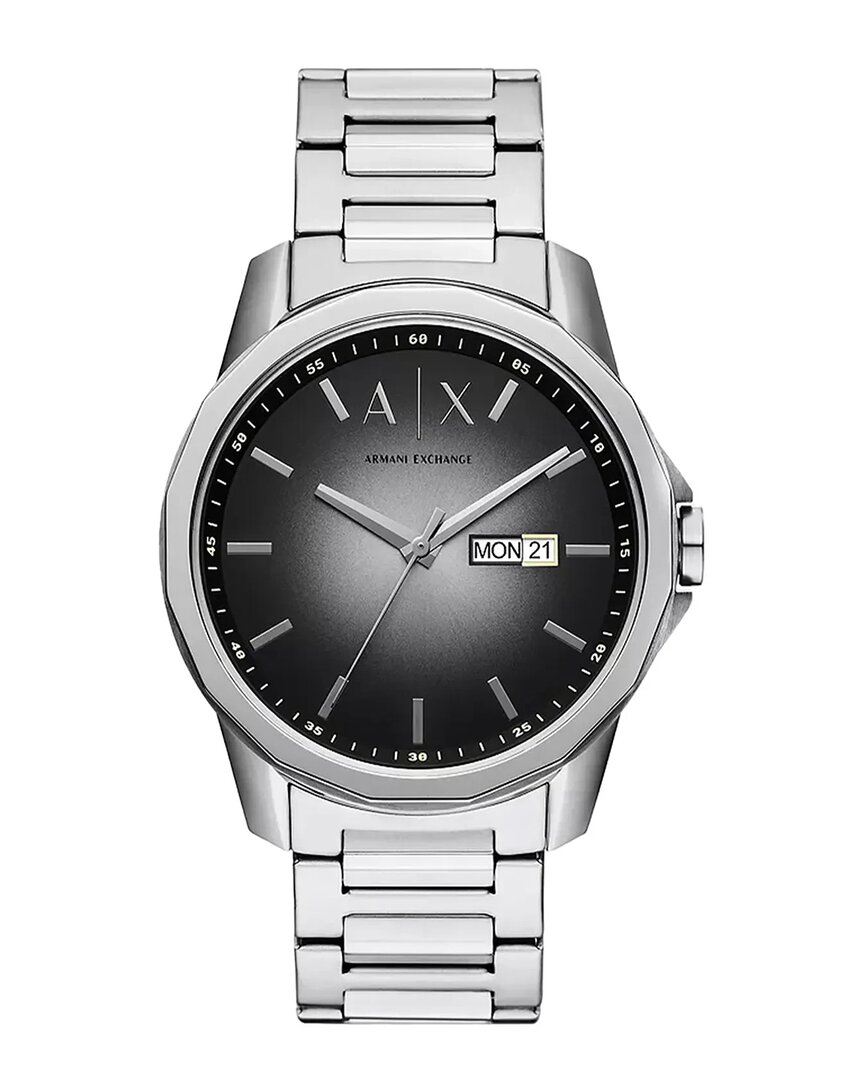 Armani Exchange Three-hand Stainless Steel Watch With Day And Date