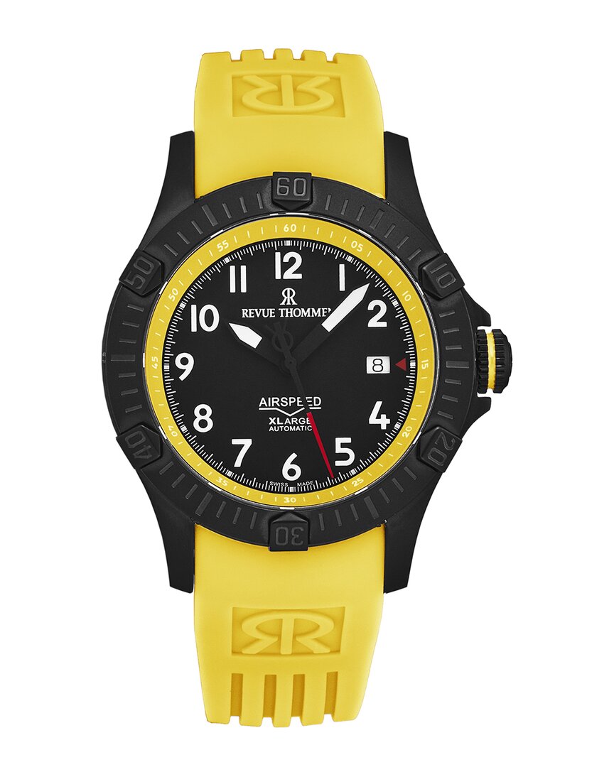 Revue Thommen Air Speed Automatic Black Dial Men's Watch 16070.4778 In Black / Yellow