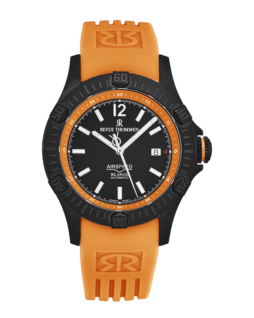 Revue Thommen Air Speed Automatic Black Dial Men's Watch 16070.4679 In Black / Orange