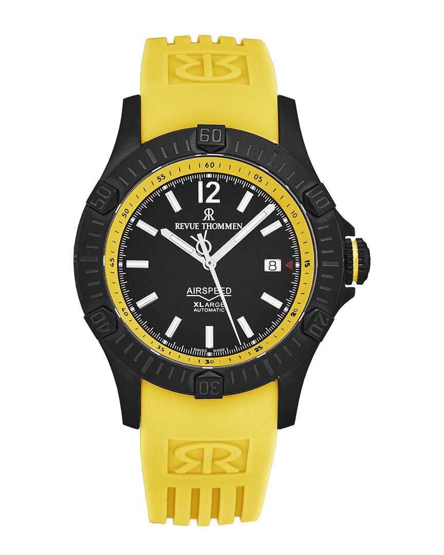 Revue Thommen Air Speed Automatic Black Dial Men's Watch 16070.4678 In Black / Yellow