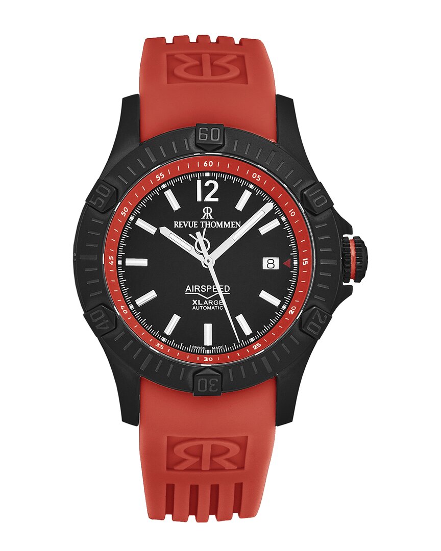 Revue Thommen Air Speed Automatic Black Dial Men's Watch 16070.4676 In Red   / Black