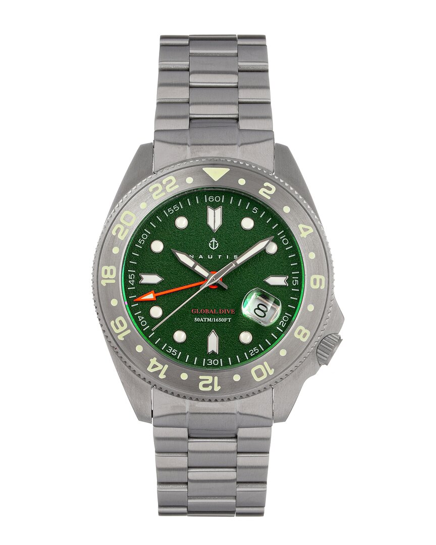 Nautis Global Dive Green Dial Men's Watch 18093g-d In Green/silver Tone