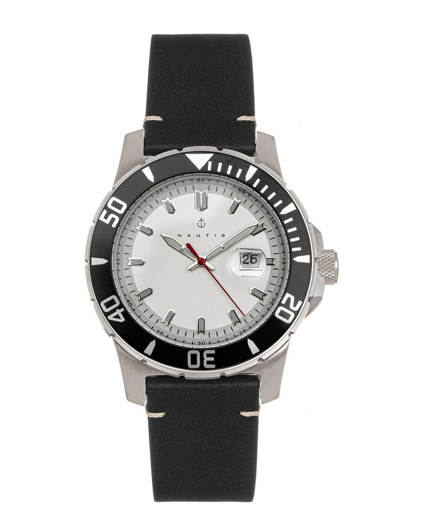 Nautis Dive Pro 200 Leather-band Watch With Date