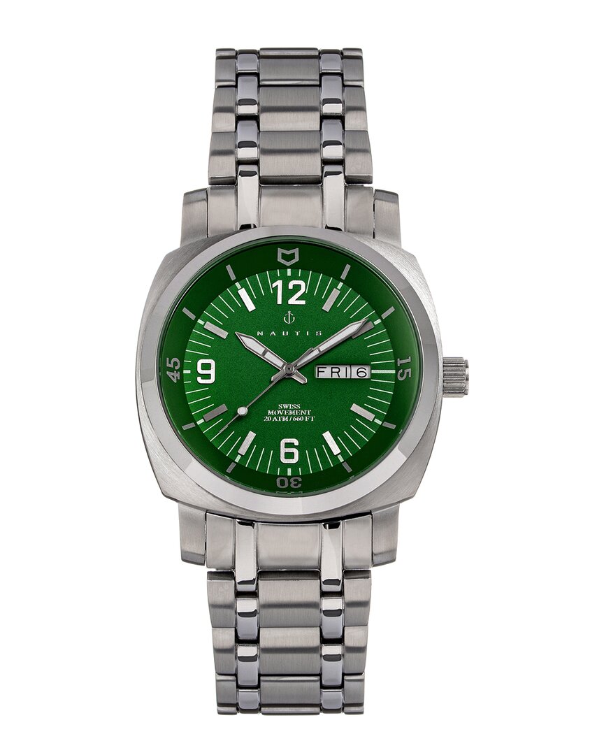 Nautis Stealth Quartz Green Dial Men's Watch Gl2087-a In Green / Teal