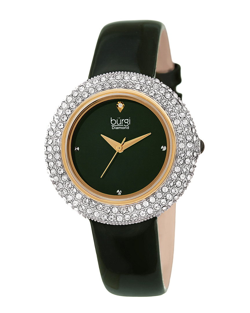 Burgi Women's Patent Leather Diamond Watch In Multi