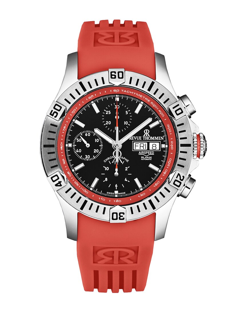 Revue Thommen Air Speed Mens Chronograph Automatic Watch 16071.6636 In Red   / Black