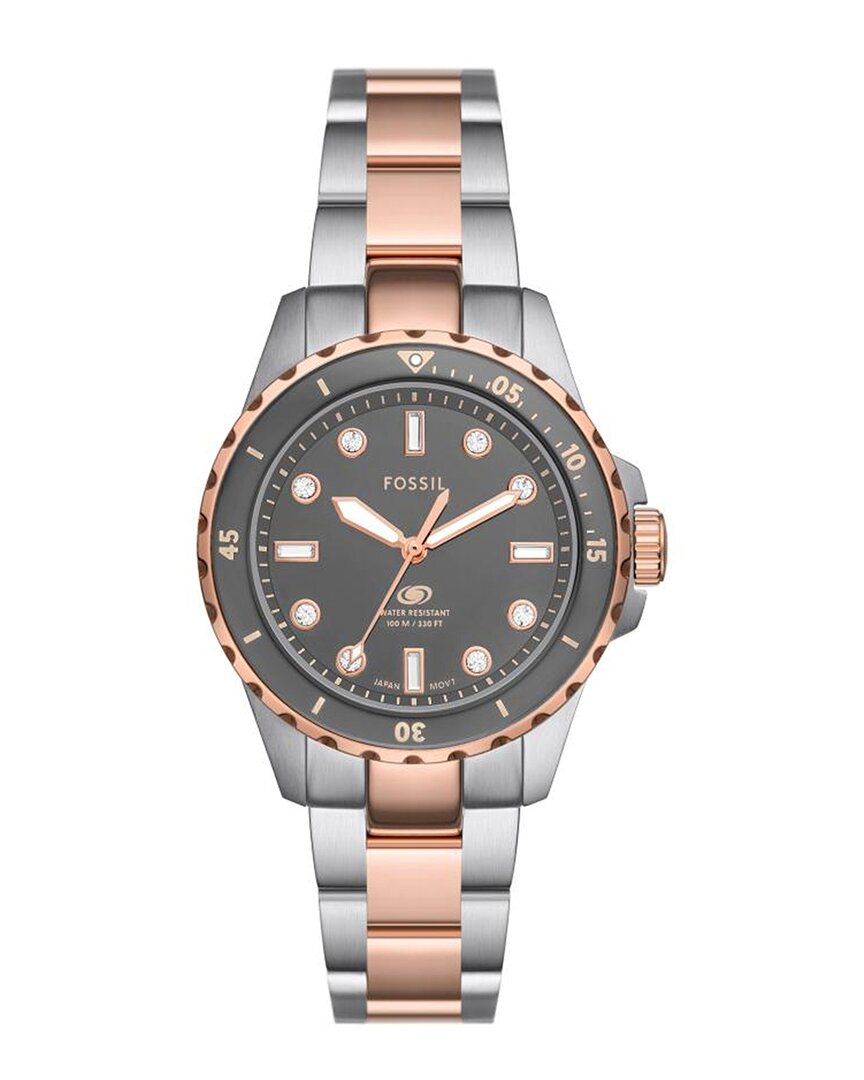 Fossil Women's Blue Dive Three-hand Two-tone Stainless Steel Watch 36mm