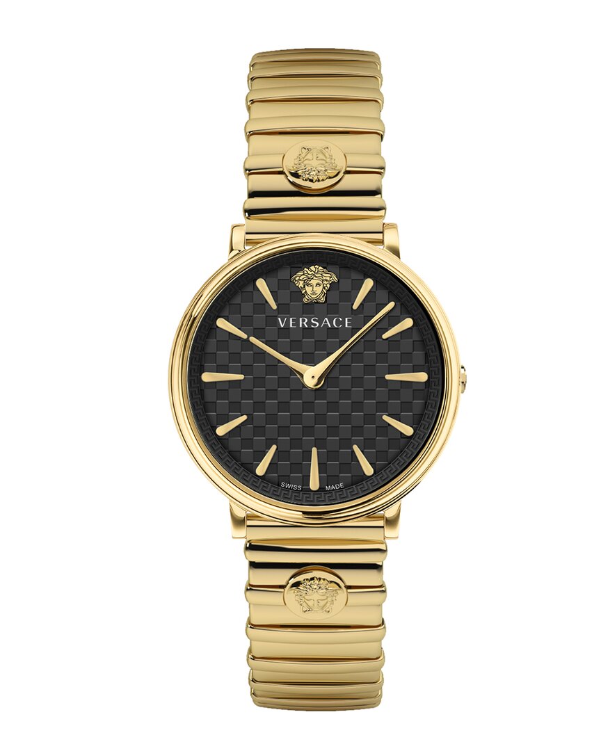 Versace V-circle Logomania Watch In Gold