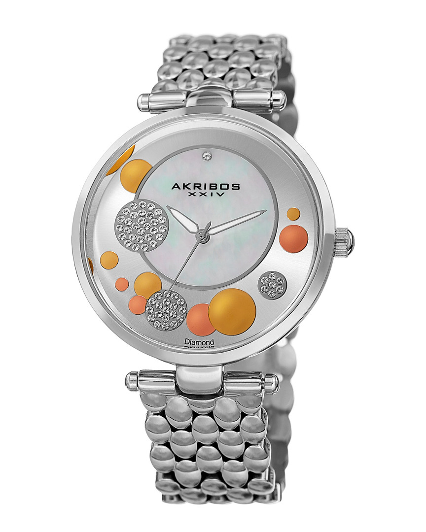 Akribos Xxiv Women's Stainless Steel Diamond Watch