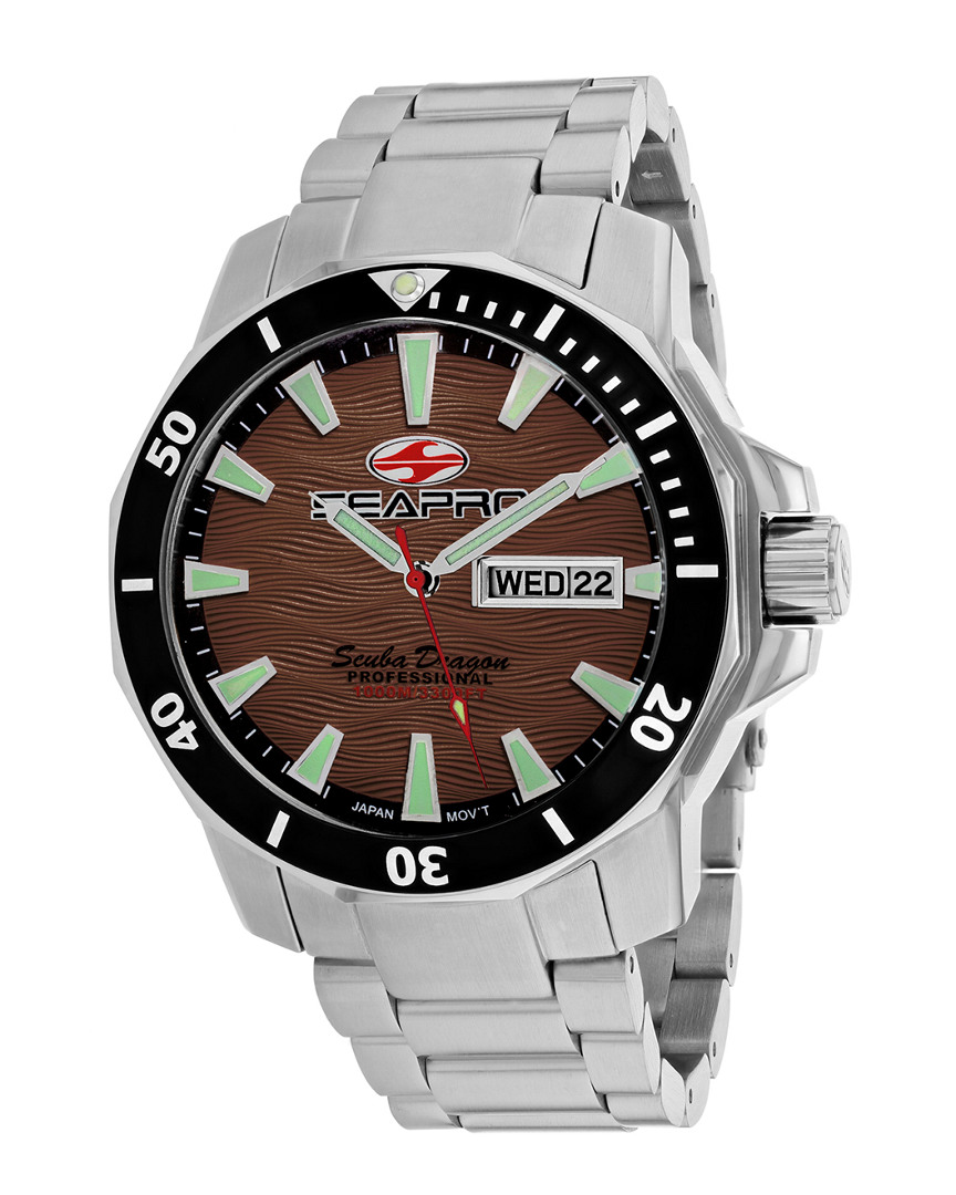 Seapro Scuba Dragon Diver Limited Edition 1000 Meters Brown Dial Men's Watch Sp8315s In Black / Brown