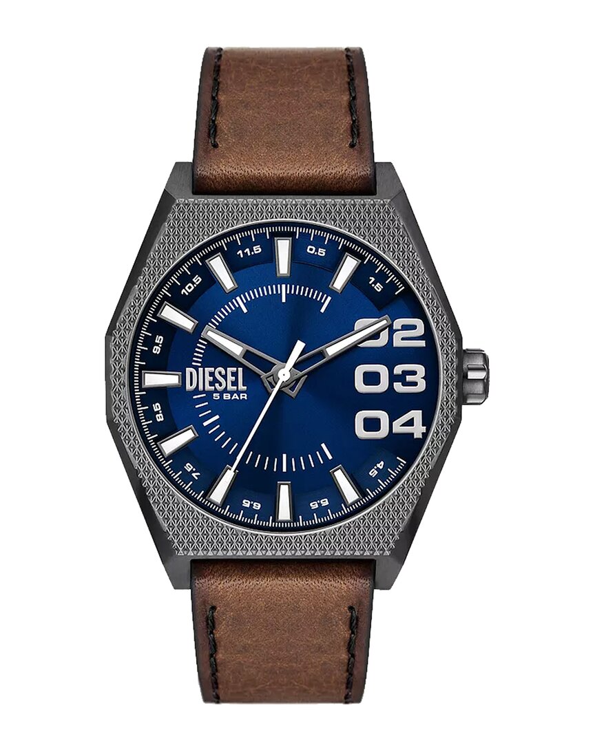 Diesel Men's Scraper Quartz Three Hand Brown Leather Watch 44mm