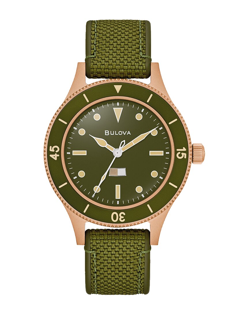 Bulova 150th Anniversary Men's Automatic Mil-ships Green Nylon Strap Watch 41mm