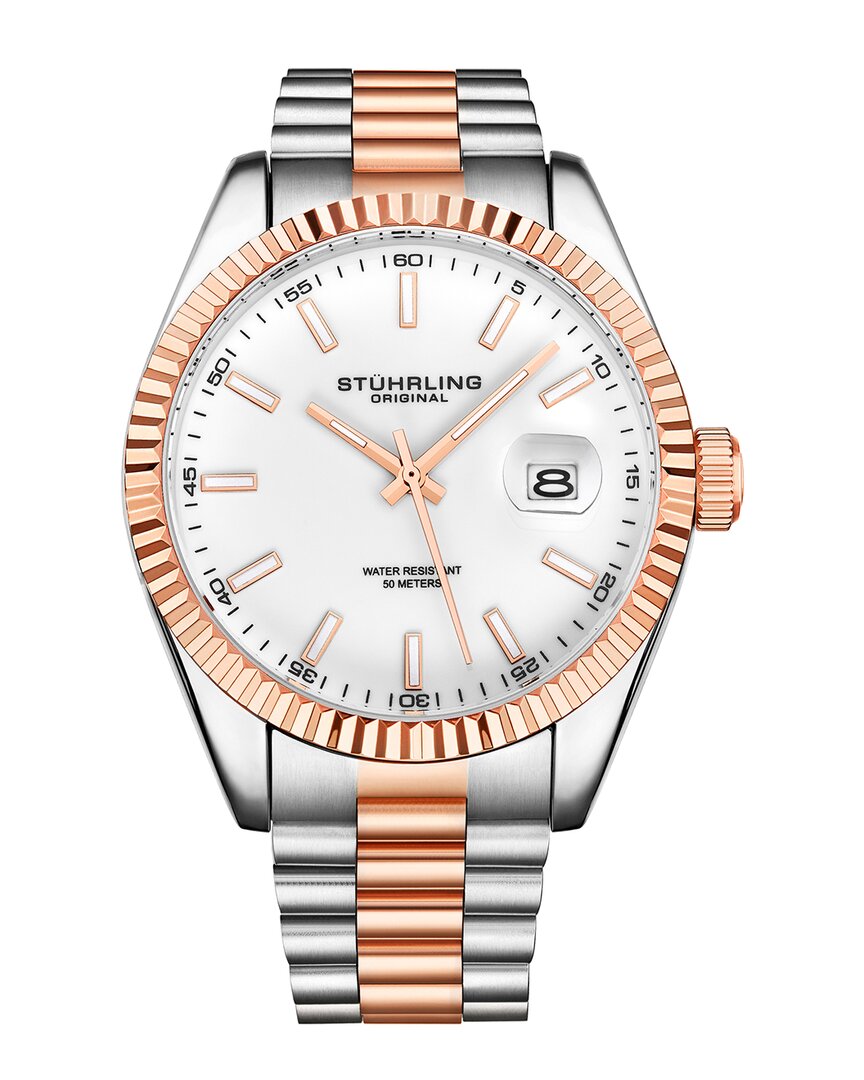 Stuhrling Original Symphony White Dial Men's Watch M15697 In Two Tone  / Gold Tone / Rose / Rose Gold Tone / White