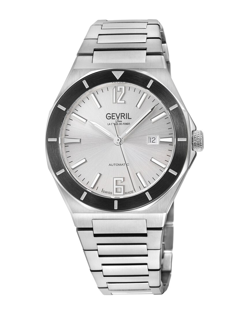 Gevril High Line Automatic Silver Dial Mens Watch 48404b In Black / Silver