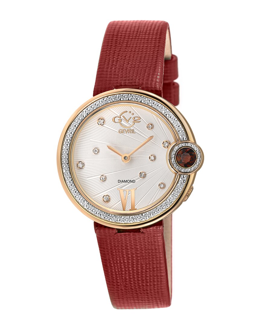 Gv2 Perugia Diamond Leather Strap Watch, 33mm