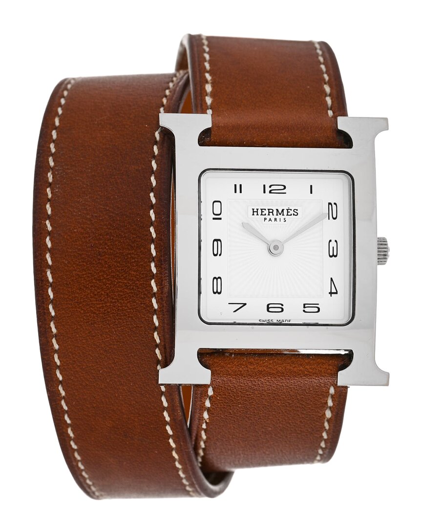 Pre-owned Hermes Hermès Stainless Steel Heure H Hour Double Tour Quartz Watch (authentic Pre-  Loved)