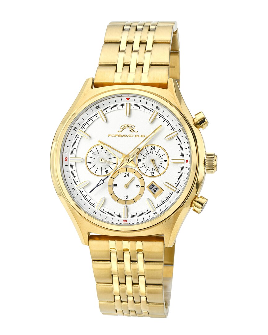 Porsamo Bleu Charlie Stainless Steel Multifunction Gold Tone Men's Watch 1261echs
