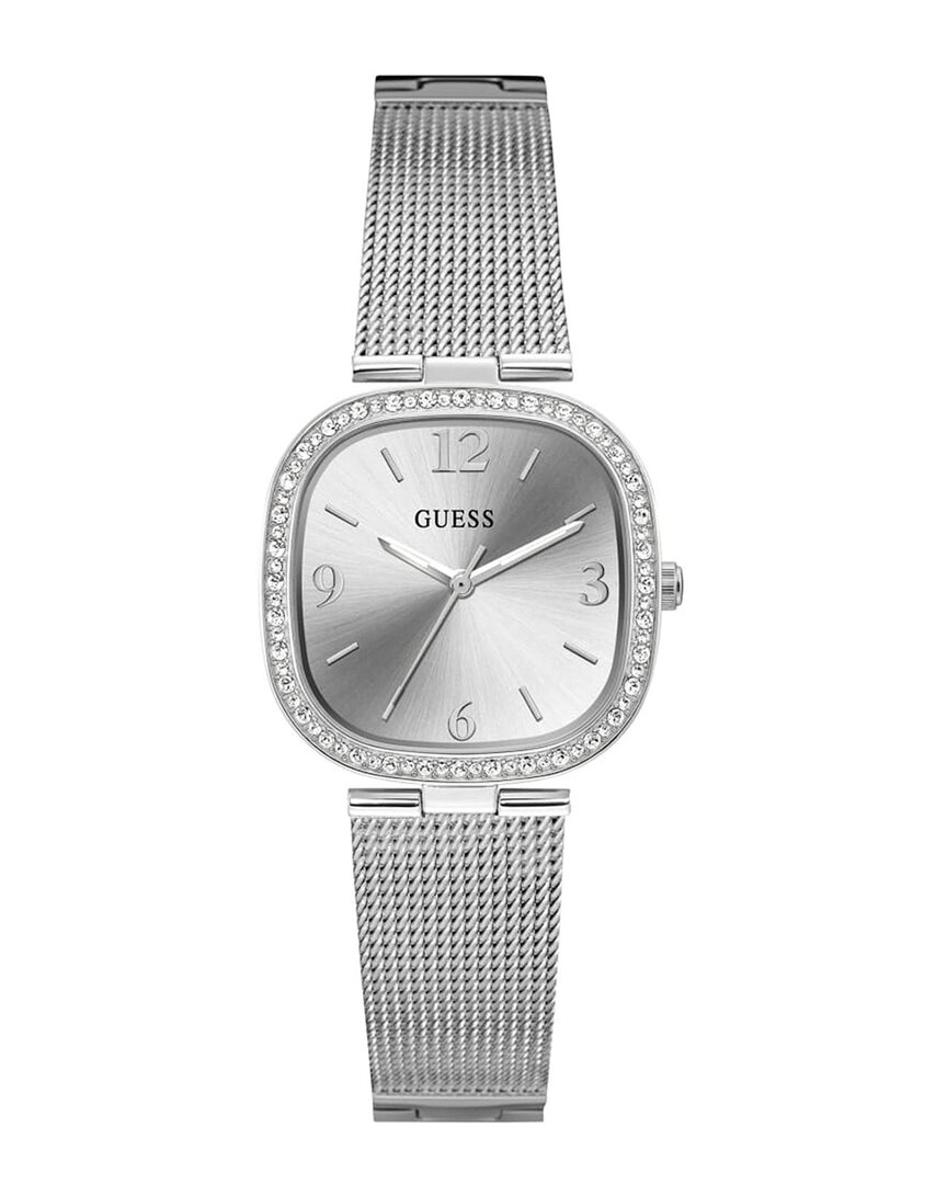 Guess Women's Silver-tone Stainless Steel Mesh Bracelet Watch 32mm In Gray