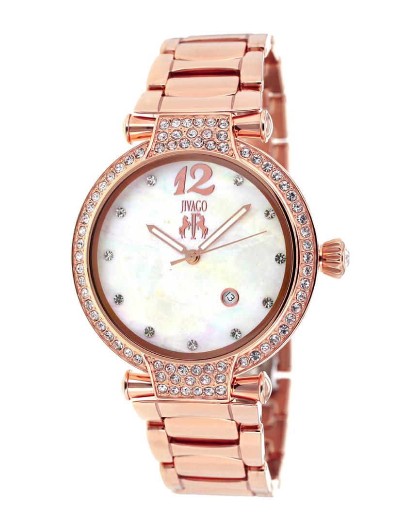 Jivago Bijoux Mother Of Pearl Dial Ladies Watch Jv2218 In Gold Tone / Mop / Mother Of Pearl / Rose / Rose Gold Tone