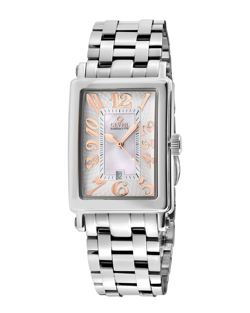 Gevril Avenue Of Americas Mini Quartz Ladies Watch 7245rb In Gold Tone / Mop / Mother Of Pearl / Rose / Rose Gold Tone