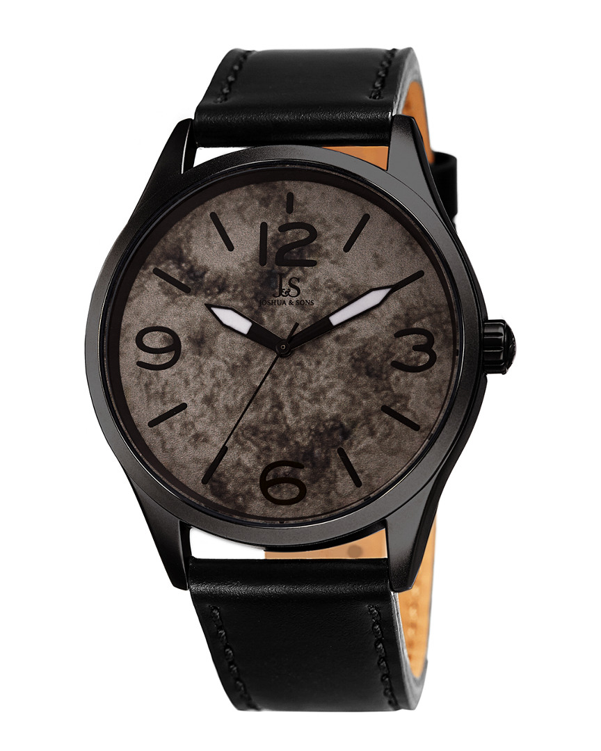 Joshua And Sons Joshua & Sons Men's Genuine Leather Watch In Black