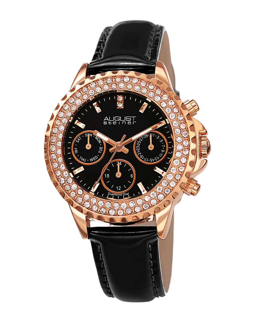 August Steiner Women's Patent Leather Watch In Black