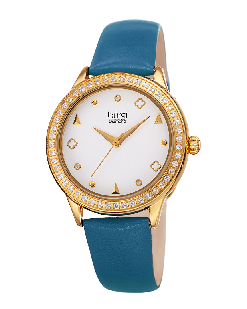 Burgi Women's Leather Diamond Watch