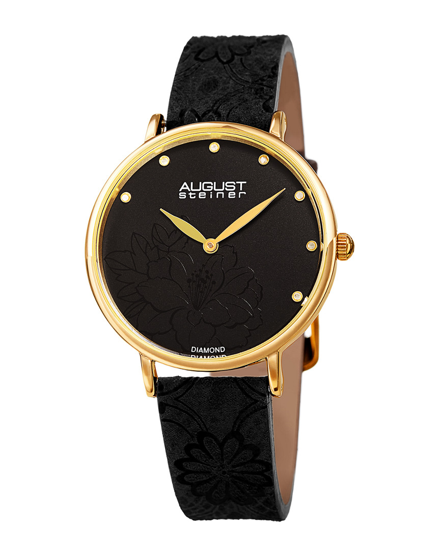 August Steiner Women's Leather Watch In Black