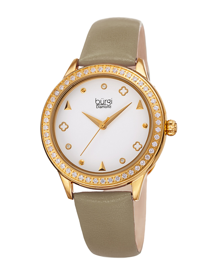 Burgi Women's Leather Diamond Watch