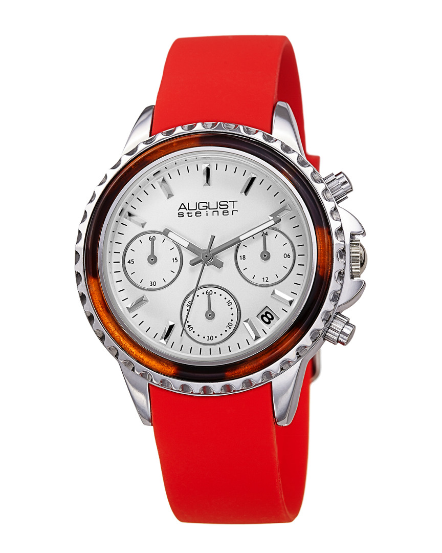 August Steiner Women's Silicone Watch In Red