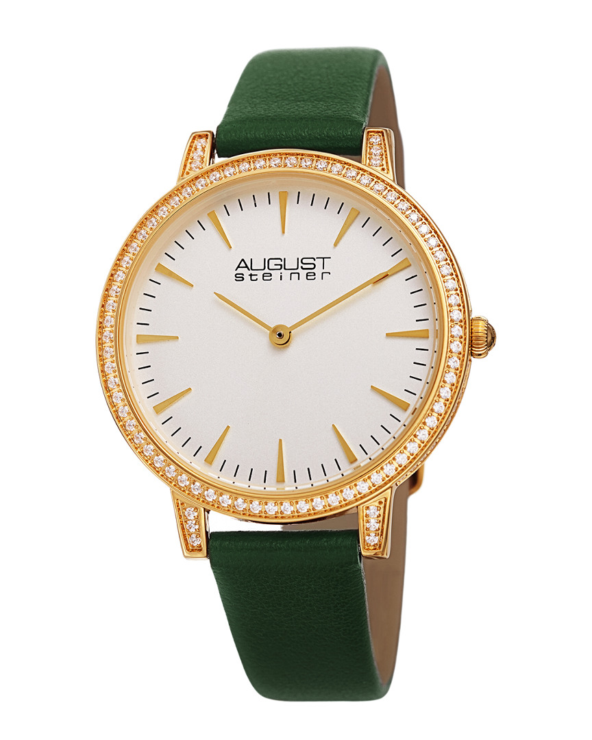 August Steiner Women's Leather Watch In Green